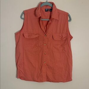 Basic Editions Coral Button-Up Utility Top
